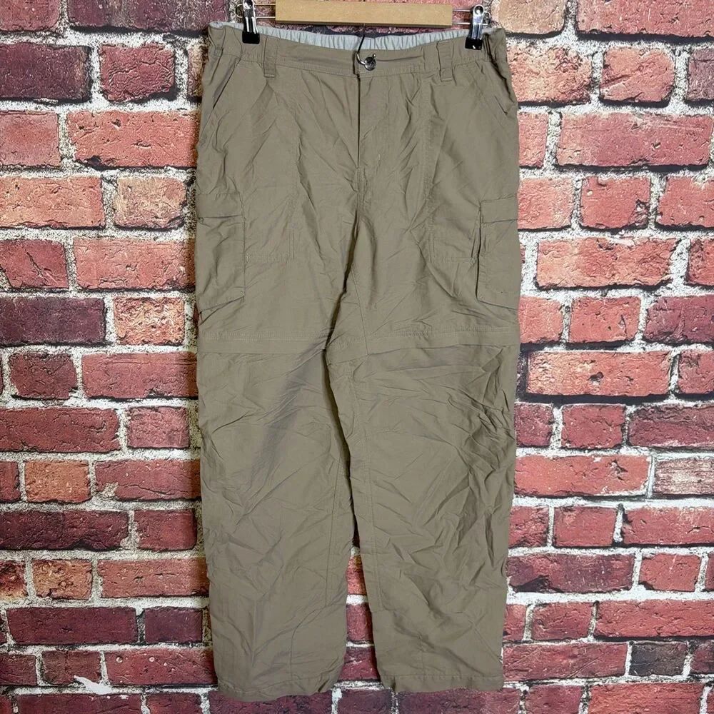 REI Co-op Convertible Pants Women's 12 Tan Lightweight Zip Off Hiking Drawstring